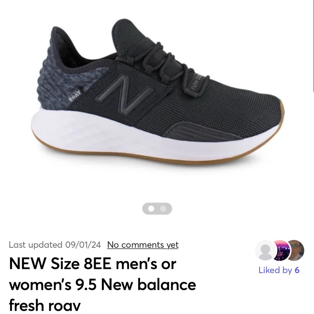 New balance shoes Men’s fresh roav 8EE or women’s 9.5 wide. These are NEW.